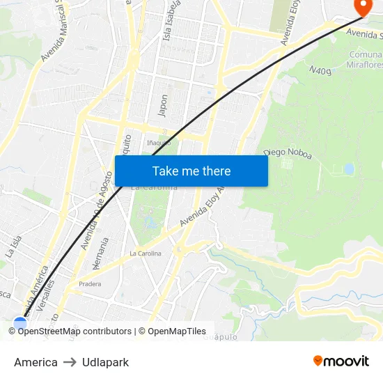 America to Udlapark map