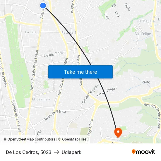 De Los Cedros, 5023 to Udlapark map