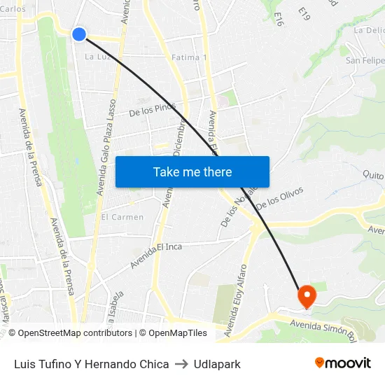 Luis Tufino Y Hernando Chica to Udlapark map