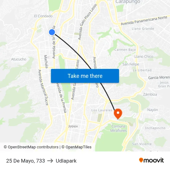 25 De Mayo, 733 to Udlapark map