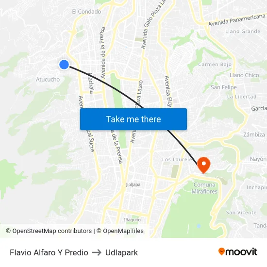 Flavio Alfaro Y Predio to Udlapark map