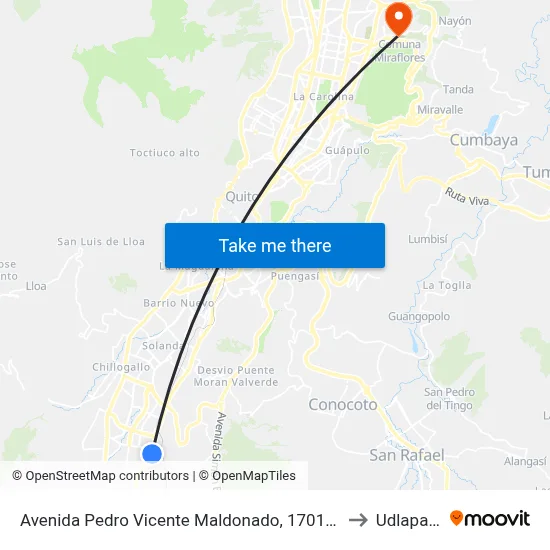 Avenida Pedro Vicente Maldonado, 170146 to Udlapark map