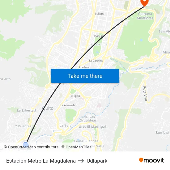 Estación Metro La Magdalena to Udlapark map