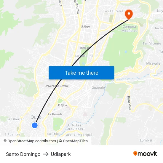 Santo Domingo to Udlapark map