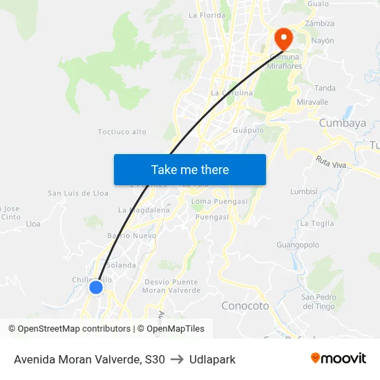 Avenida Moran Valverde, S30 to Udlapark map