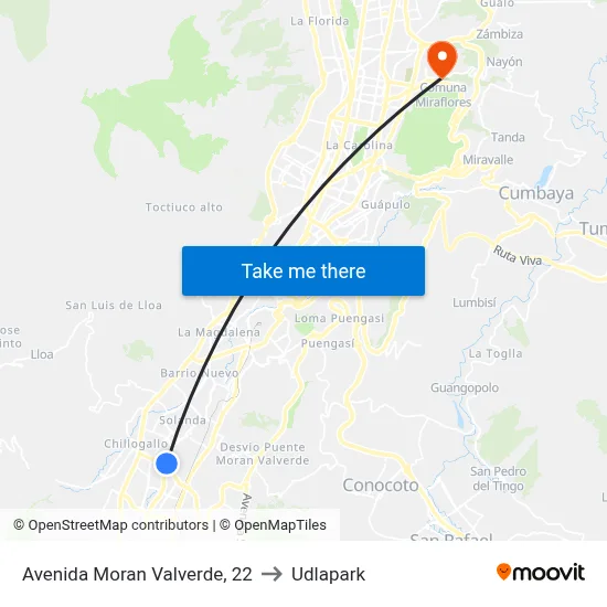 Avenida Moran Valverde, 22 to Udlapark map