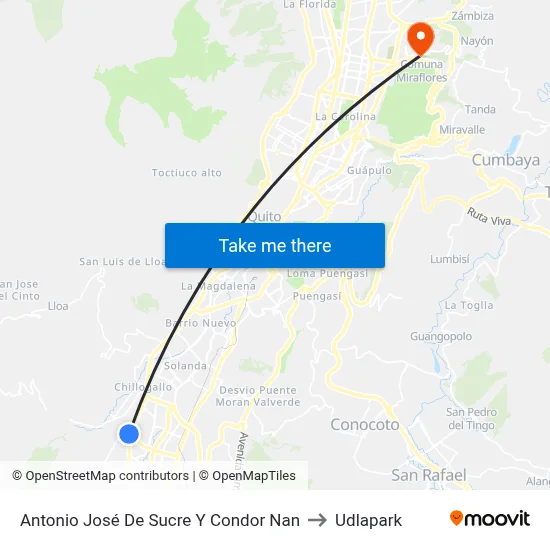 Antonio José De Sucre Y Condor Nan to Udlapark map