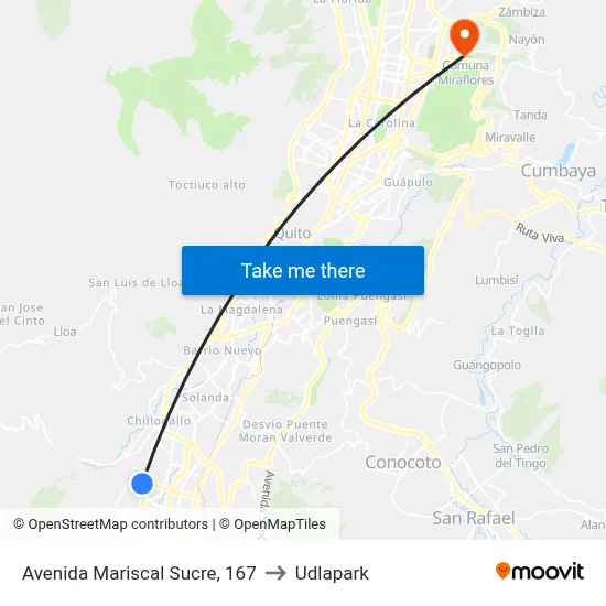Avenida Mariscal Sucre, 167 to Udlapark map