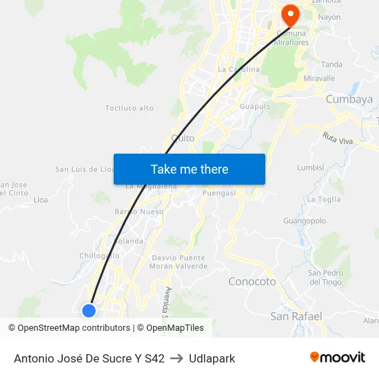 Antonio José De Sucre Y S42 to Udlapark map