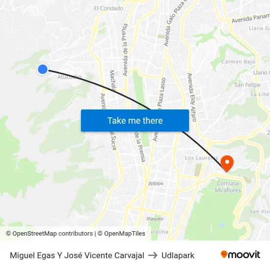Miguel Egas Y José Vicente Carvajal to Udlapark map