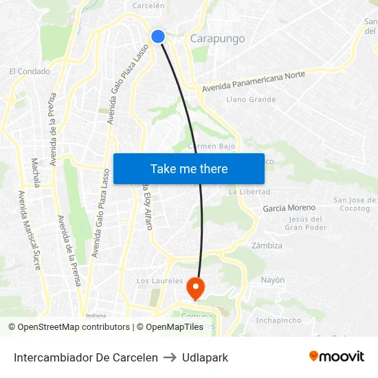 Intercambiador De Carcelen to Udlapark map