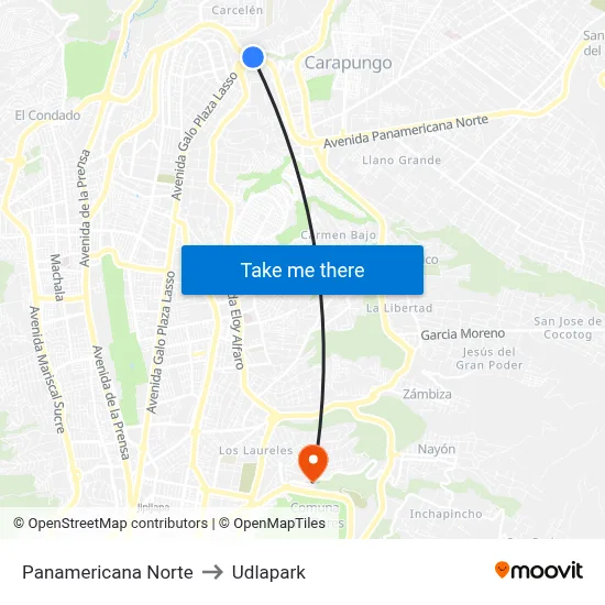 Panamericana Norte to Udlapark map