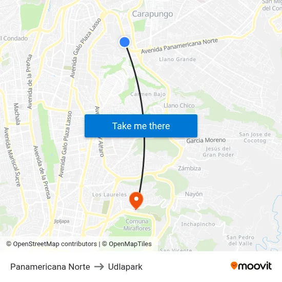 Panamericana Norte to Udlapark map