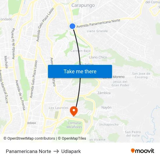 Panamericana Norte to Udlapark map