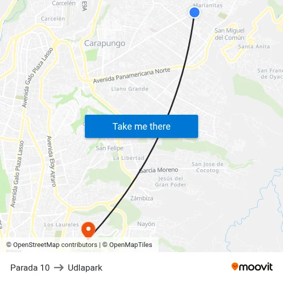 Parada 10 to Udlapark map