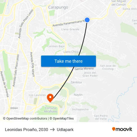 Leonidas Proaño, 2030 to Udlapark map