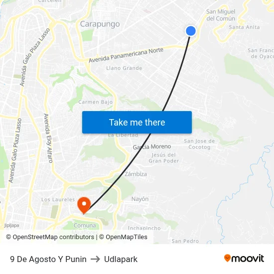 9 De Agosto Y Punin to Udlapark map
