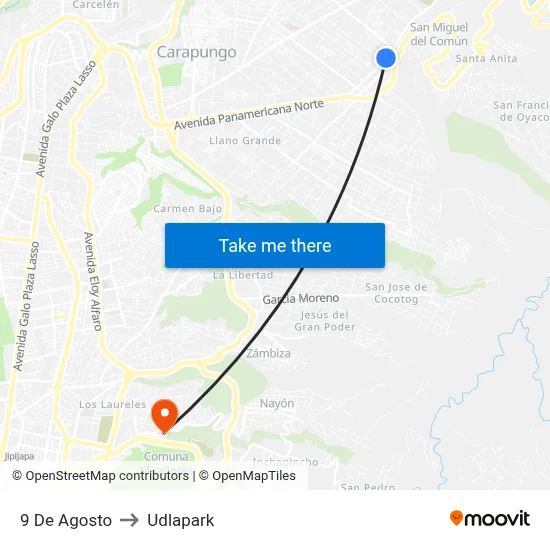 9 De Agosto to Udlapark map