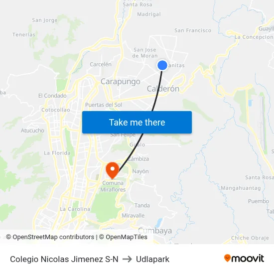 Colegio Nicolas Jimenez S-N to Udlapark map