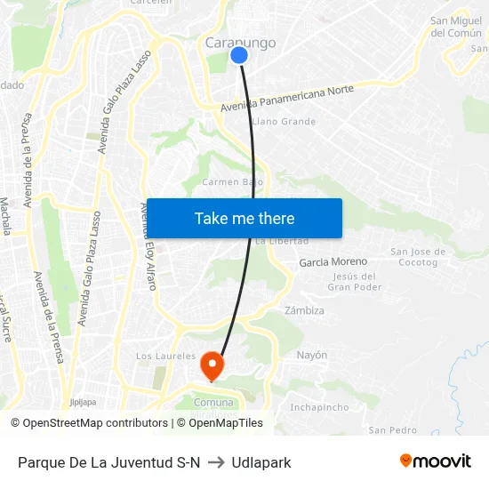 Parque De La Juventud S-N to Udlapark map