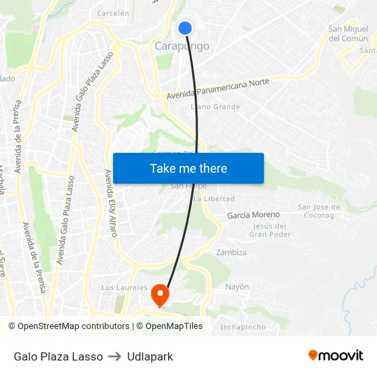Galo Plaza Lasso to Udlapark map