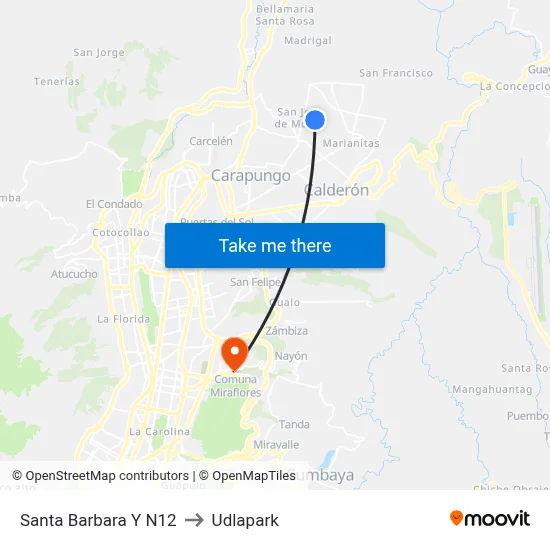 Santa Barbara Y N12 to Udlapark map