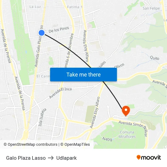 Galo Plaza Lasso to Udlapark map