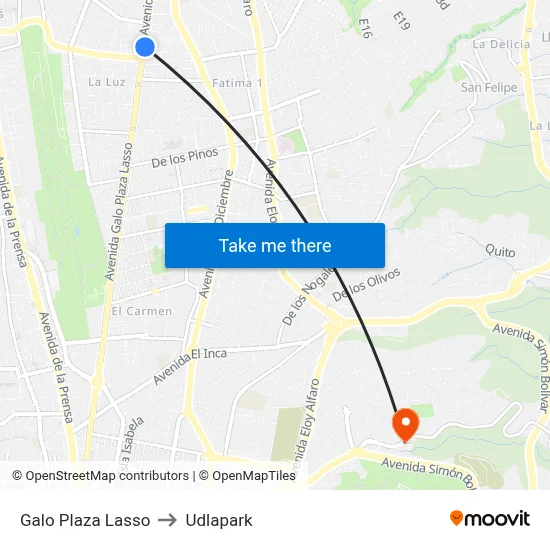 Galo Plaza Lasso to Udlapark map