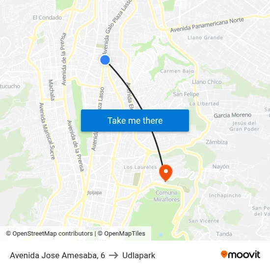 Avenida Jose Amesaba, 6 to Udlapark map