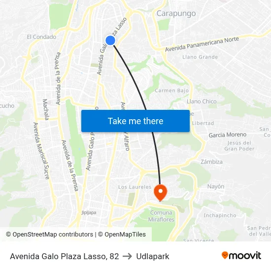 Avenida Galo Plaza Lasso, 82 to Udlapark map