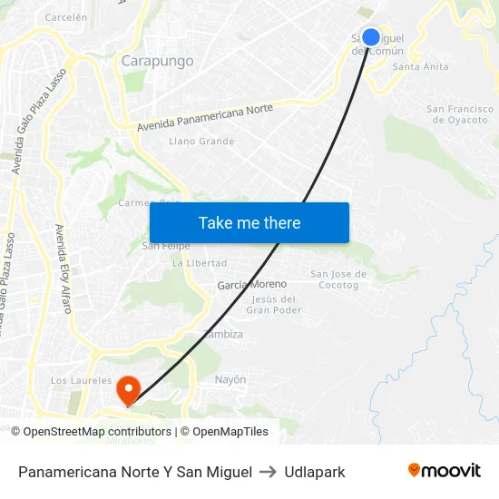 Panamericana Norte Y San Miguel to Udlapark map