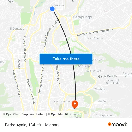 Pedro Ayala, 184 to Udlapark map