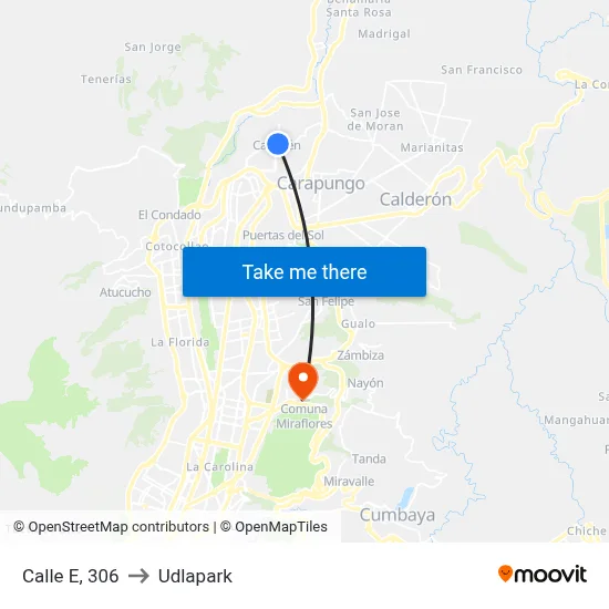 Calle E, 306 to Udlapark map