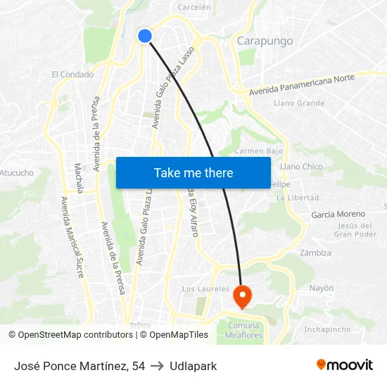 José Ponce Martínez, 54 to Udlapark map