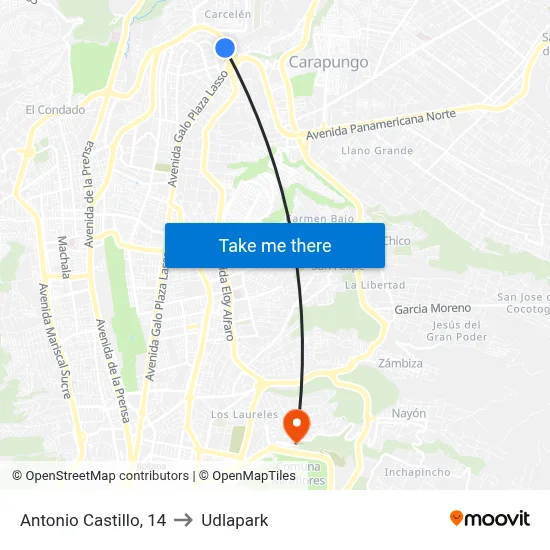 Antonio Castillo, 14 to Udlapark map