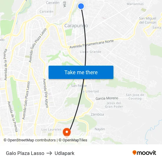 Galo Plaza Lasso to Udlapark map