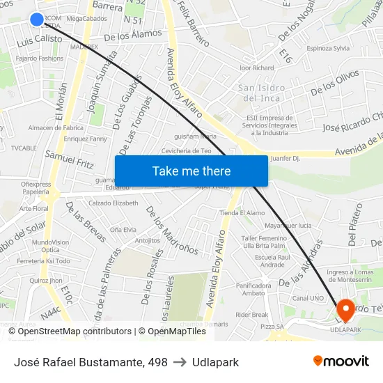 José Rafael Bustamante, 498 to Udlapark map