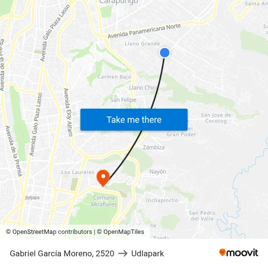 Gabriel García Moreno, 2520 to Udlapark map