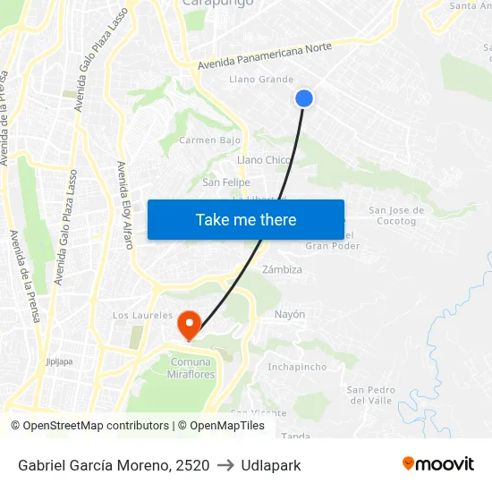 Gabriel García Moreno, 2520 to Udlapark map