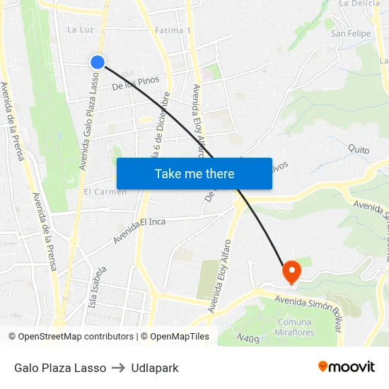 Galo Plaza Lasso to Udlapark map