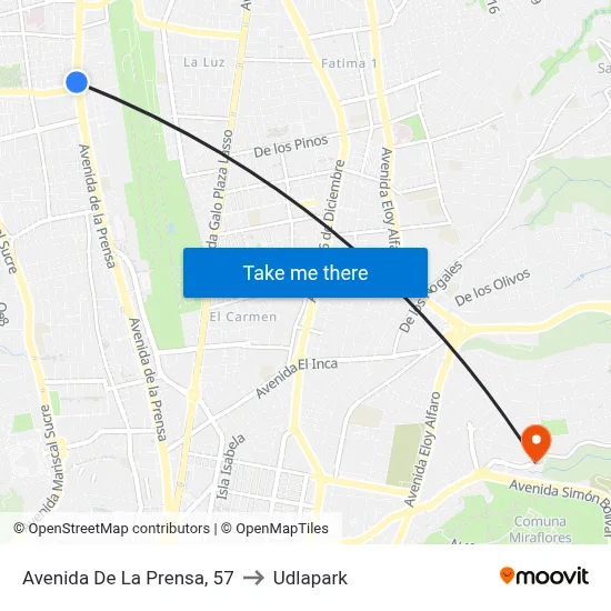 Avenida De La Prensa, 57 to Udlapark map