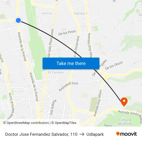 Doctor Jose Fernandez Salvador, 110 to Udlapark map