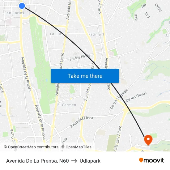 Avenida De La Prensa, N60 to Udlapark map