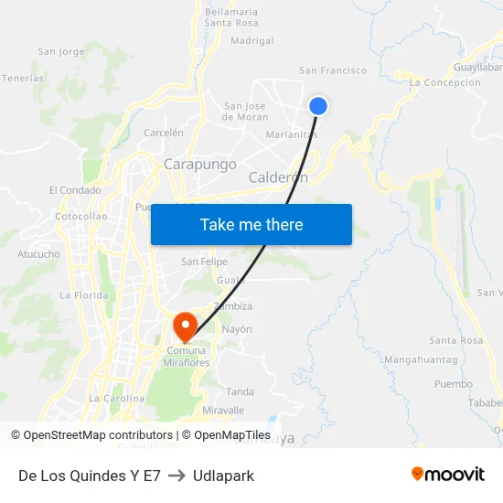 De Los Quindes Y E7 to Udlapark map