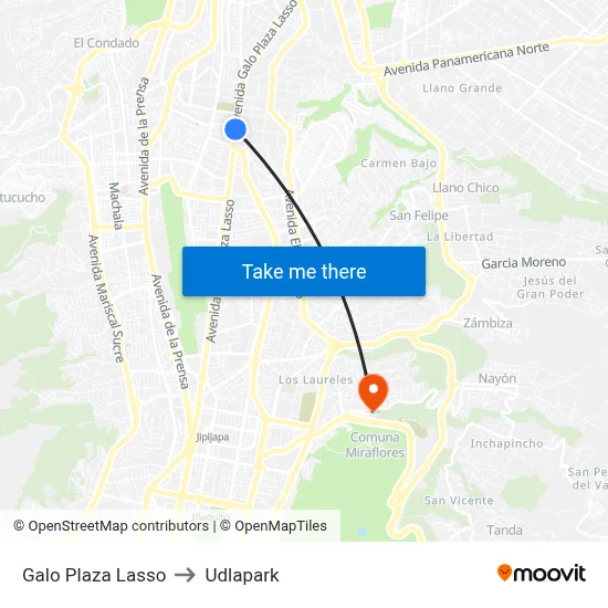 Galo Plaza Lasso to Udlapark map