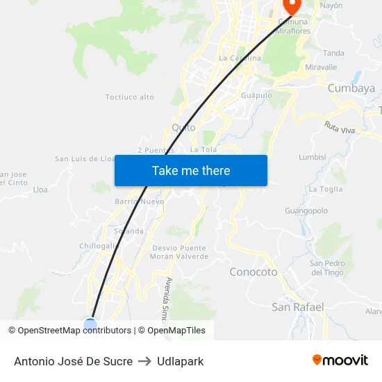 Antonio José De Sucre to Udlapark map