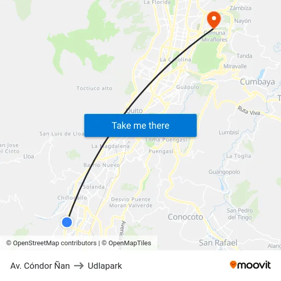 Av. Cóndor Ñan to Udlapark map
