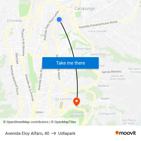 Avenida Eloy Alfaro, 40 to Udlapark map