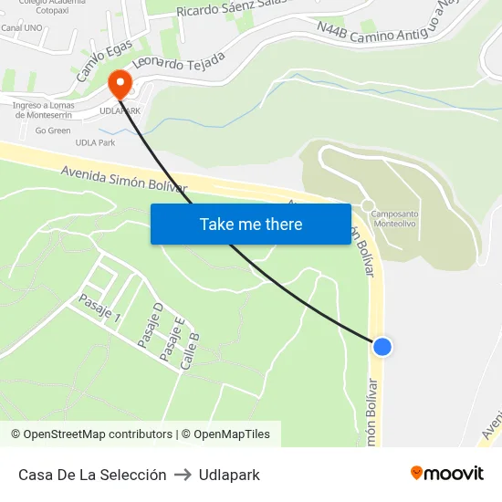 Casa De La Selección to Udlapark map