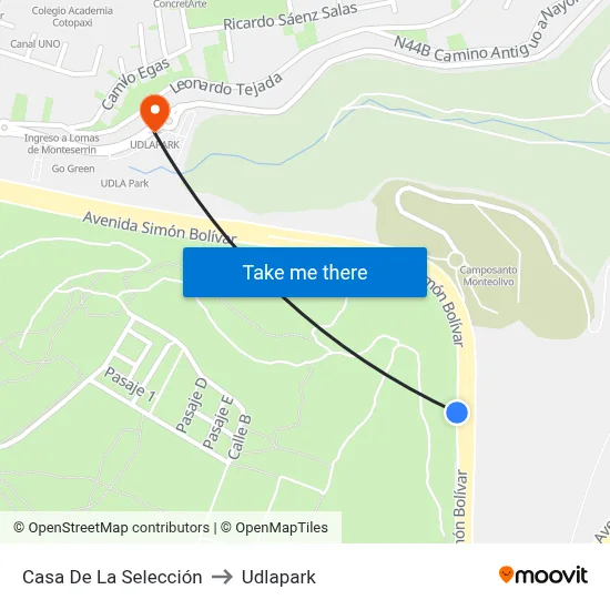 Casa De La Selección to Udlapark map